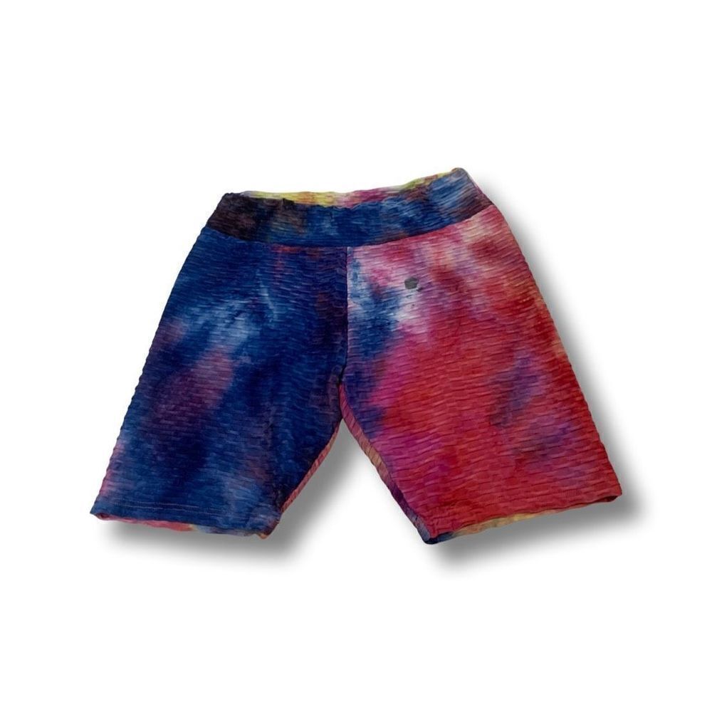 Waffle knit tie dye biker shorts